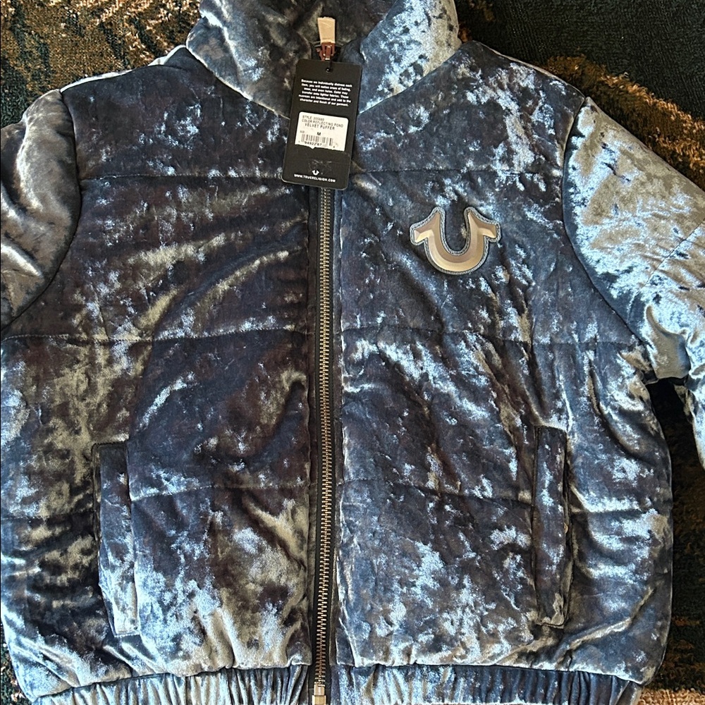 True Religion Kids Shimmering Blue Puffer Jacket